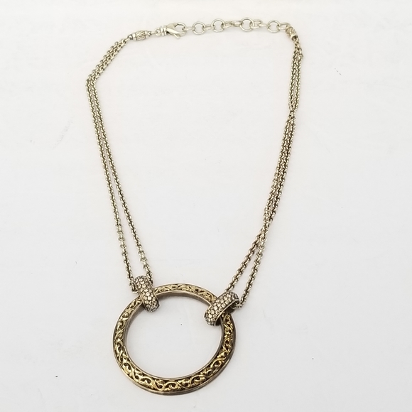 Charles Krypell 18k Gold Brown Pave Diamond Sterling silver Circle Necklace - Picture 8 of 16